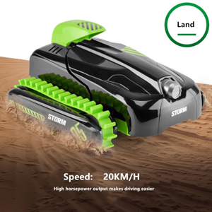  ماشین کنترلی تانک دوزیست آب و خاک سبز Amphibious Car Waterproof Remote Control 1:16 -اسباب بازی